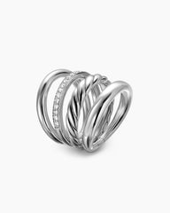 DY Mercer® Four Row Ring in Sterling Silver with Diamonds, 13.8mm