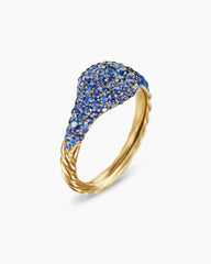 Petite Pavé Pinky Ring in 18K Yellow Gold with Sapphires, 7mm