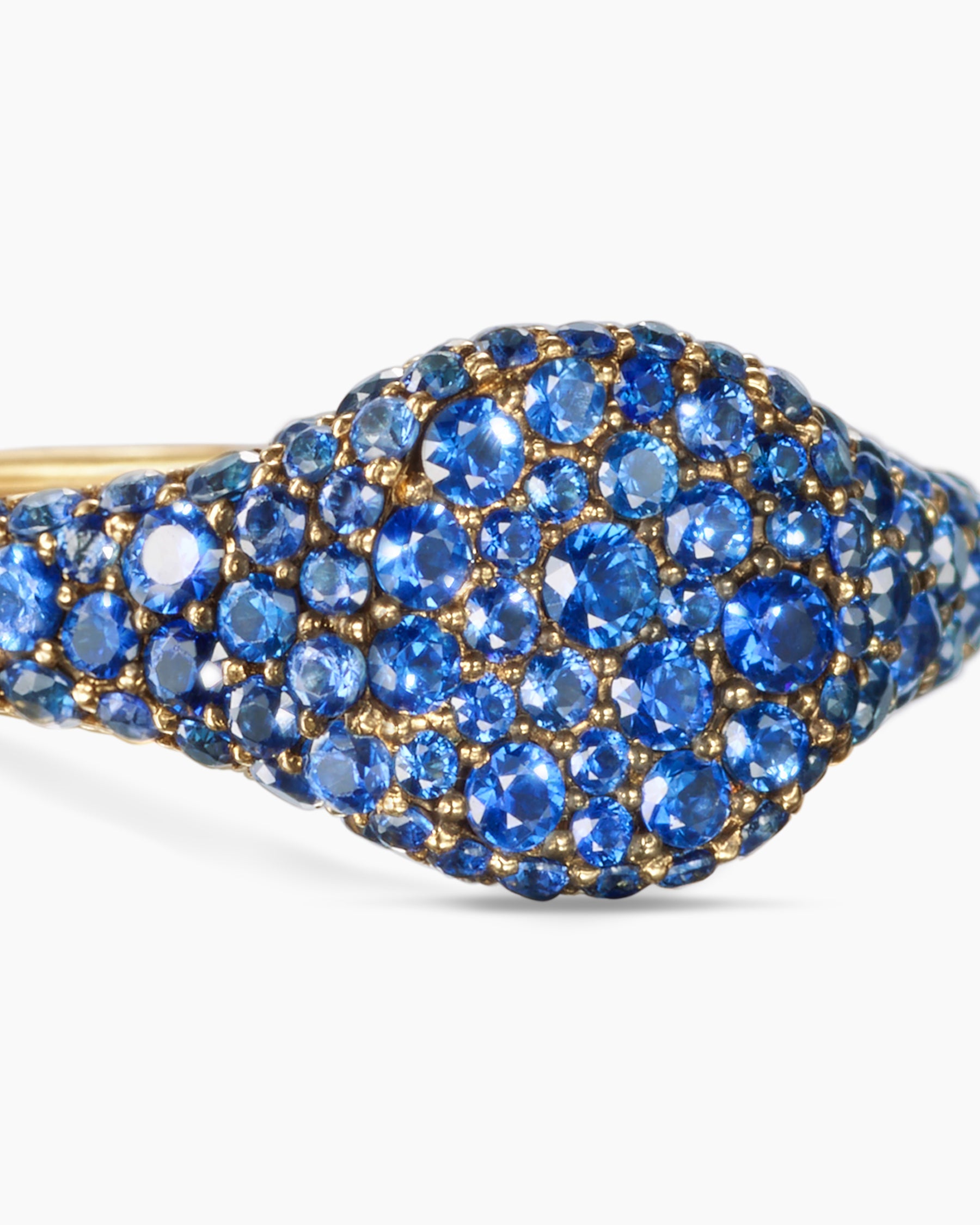 Petite Pavé Pinky Ring in 18K Yellow Gold with Sapphires, 7mm