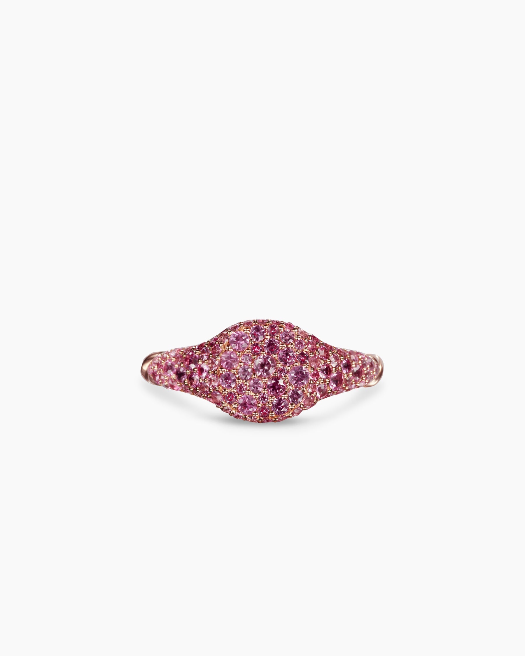 Petite Pavé Pinky Ring in 18K Rose Gold with Pink Sapphires, 7mm