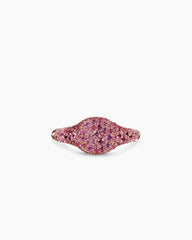 Petite Pavé Pinky Ring in 18K Rose Gold with Pink Sapphires, 7mm