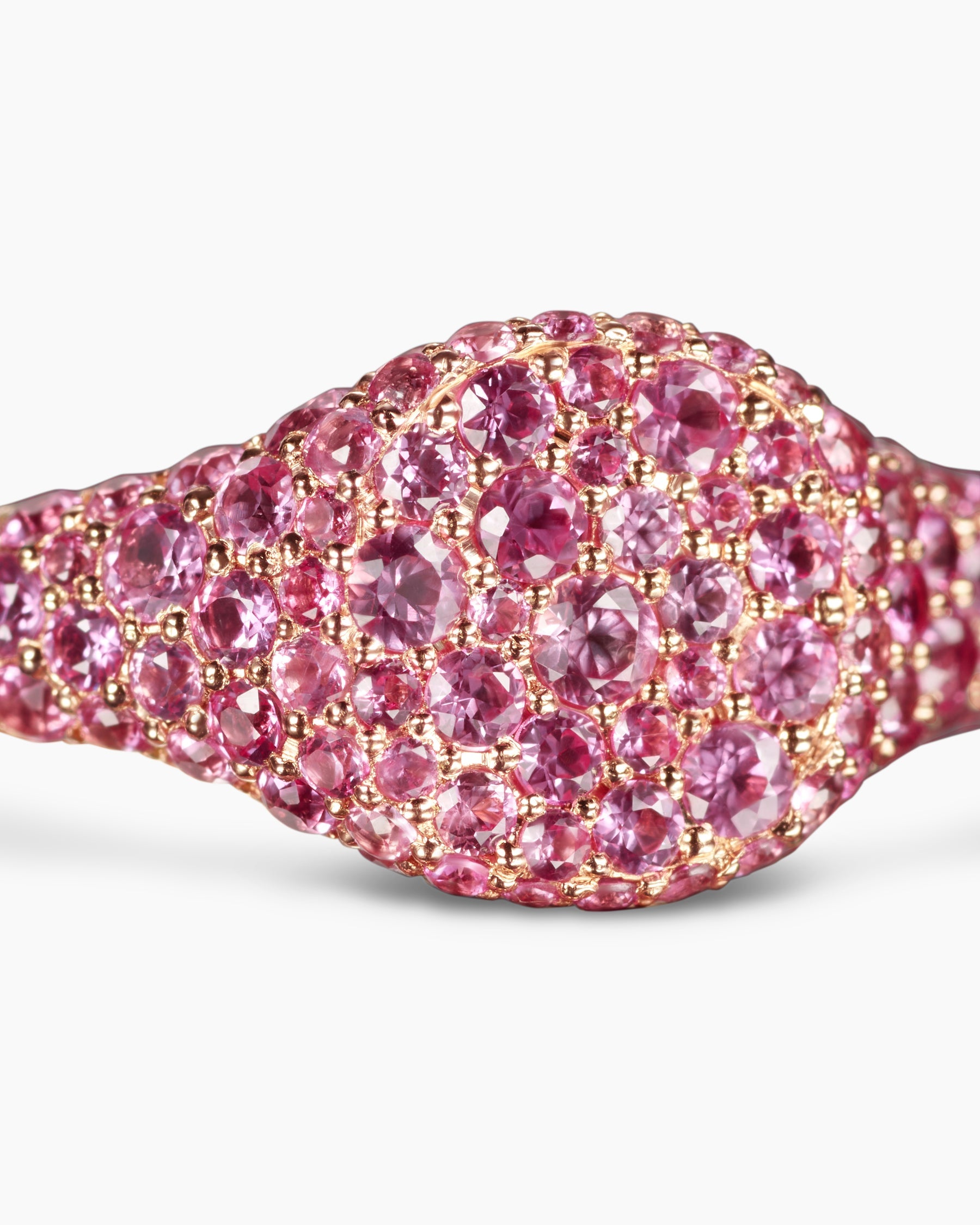 Petite Pavé Pinky Ring in 18K Rose Gold with Pink Sapphires, 7mm
