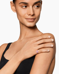 Petite Pavé Pinky Ring in 18K Rose Gold with Pink Sapphires, 7mm