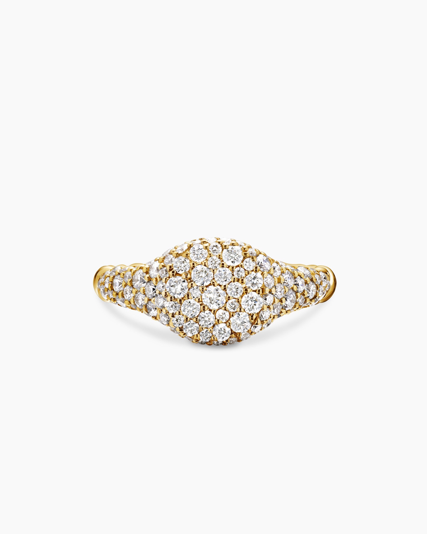 Petite Pavé Pinky Ring in 18K Yellow Gold with Diamonds, 7mm