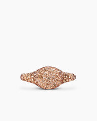 Petite Pavé Pinky Ring in 18K Rose Gold with Cognac Diamonds, 7mm