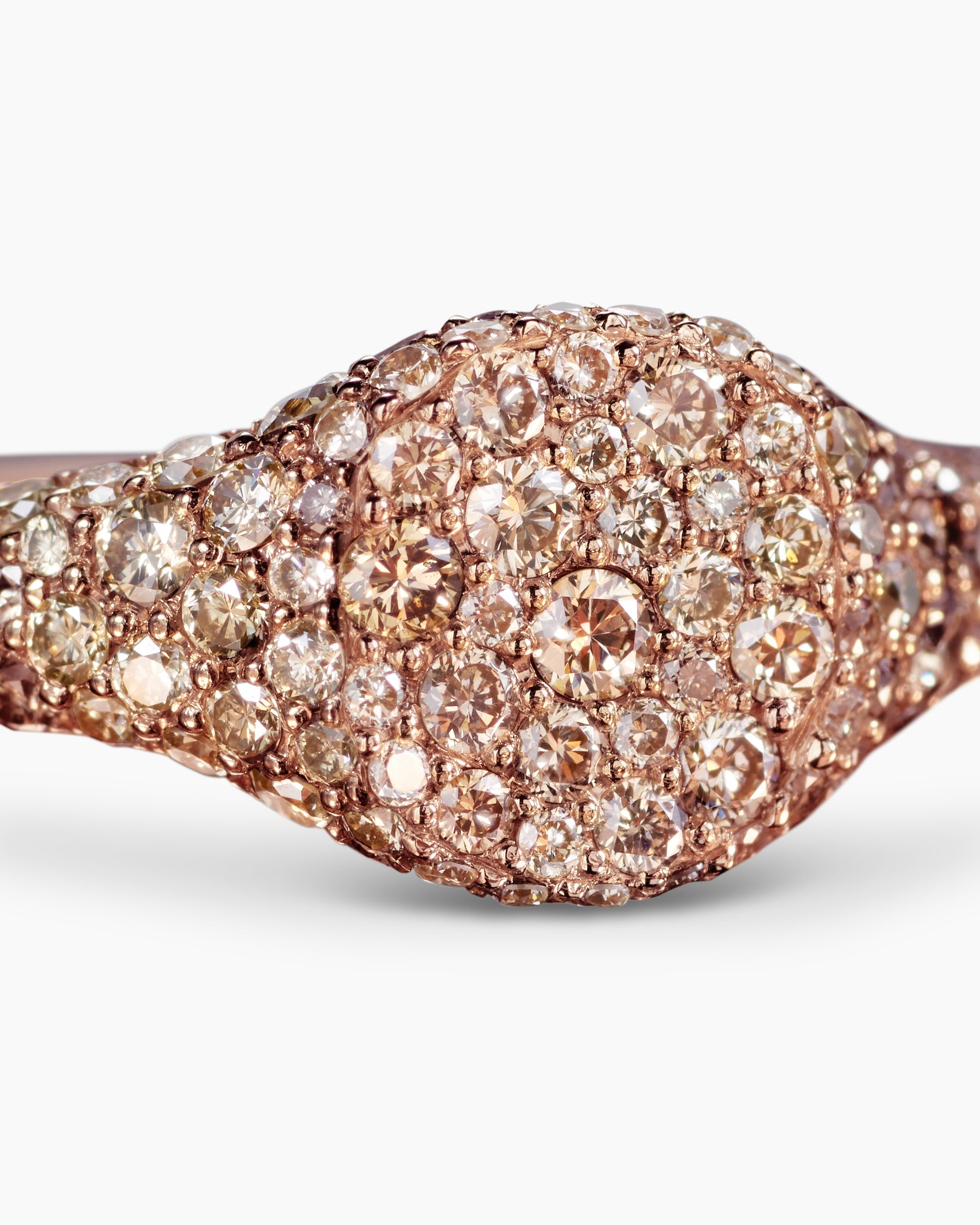 Petite Pavé Pinky Ring in 18K Rose Gold with Cognac Diamonds, 7mm