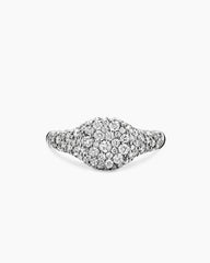 Petite Pavé Pinky Ring in 18K White Gold with Diamonds, 7mm
