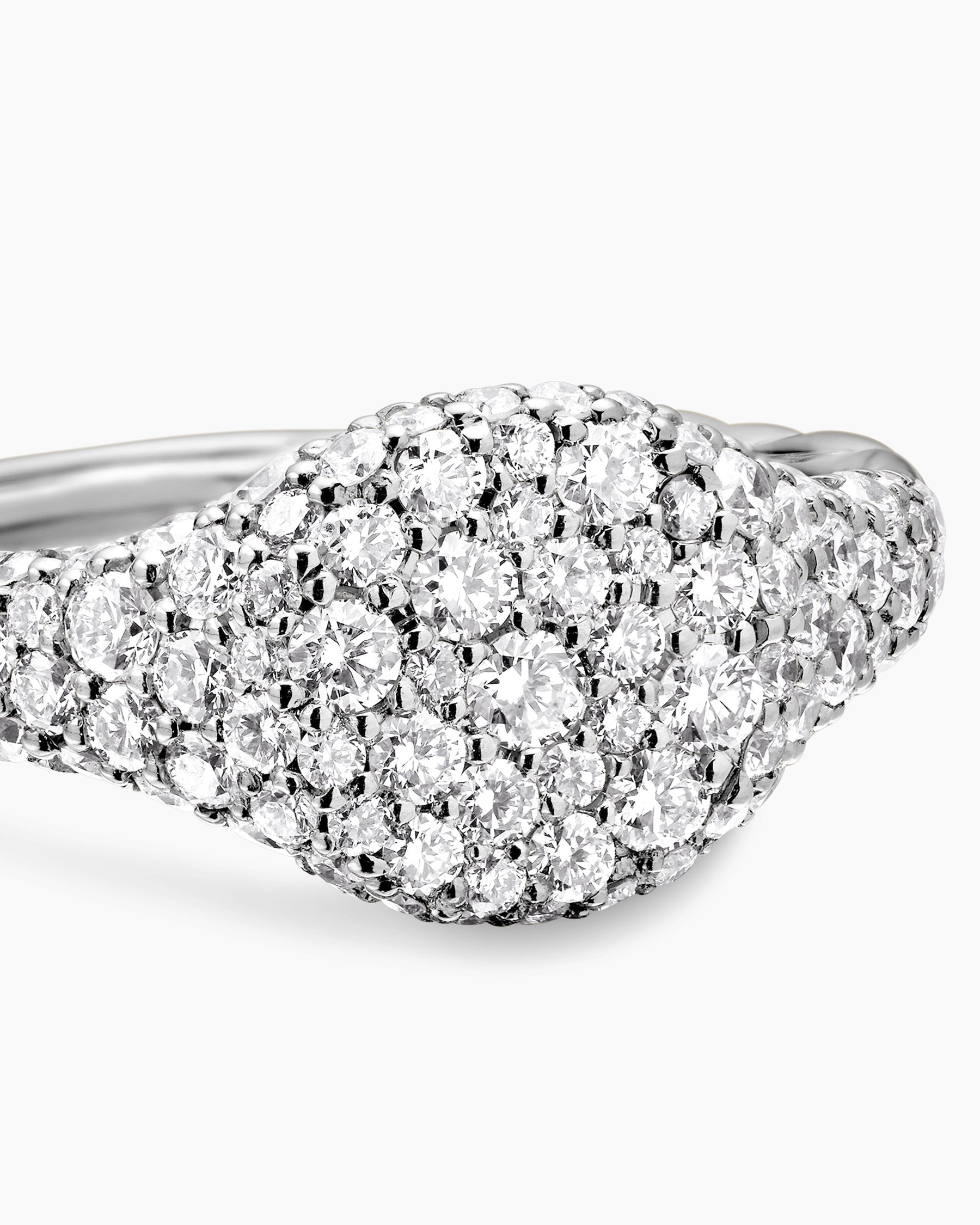 Petite Pavé Pinky Ring in 18K White Gold with Diamonds, 7mm