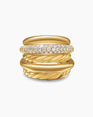 DY Mercer® Multi Row Ring in 18K Yellow Gold with Diamonds, 21mm