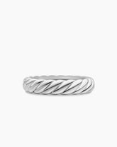 Sculpted Cable Band Ring in 18K White Gold, 4.6mm