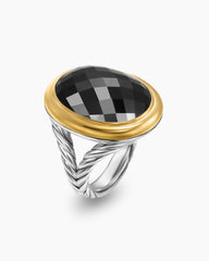 Albion® Oval Ring in Sterling Silver with 18K Yellow Gold and Black Onyx, 21mm