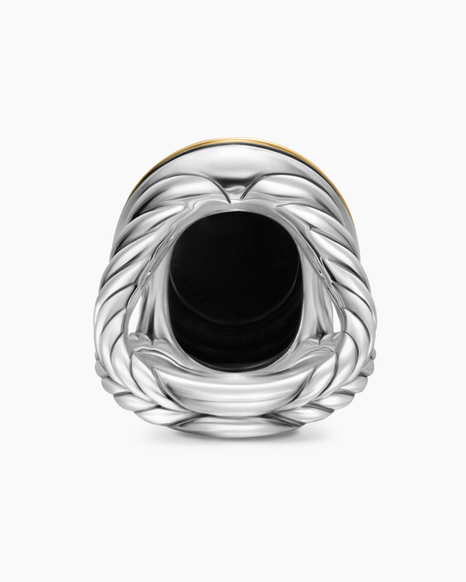 Albion® Oval Ring in Sterling Silver with 18K Yellow Gold and Black Onyx, 21mm