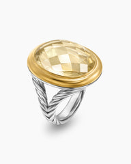 Albion® Oval Ring in Sterling Silver with 18K Yellow Gold and Champagne Citrine, 21mm