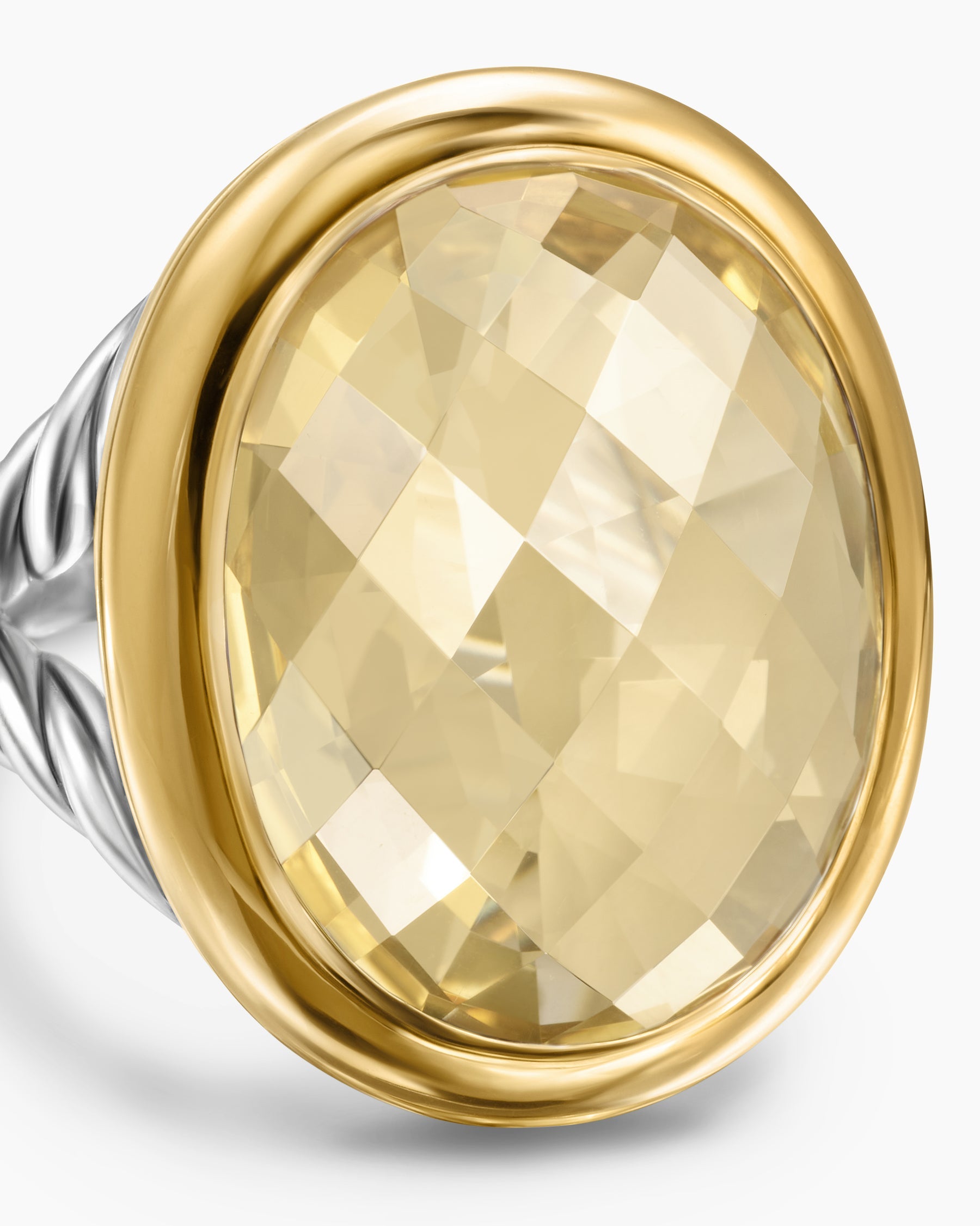 Albion® Oval Ring in Sterling Silver with 18K Yellow Gold and Champagne Citrine, 21mm