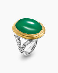 Albion® Oval Ring in Sterling Silver with 18K Yellow Gold and Green Onyx, 21mm