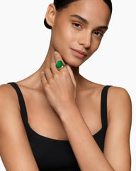 Albion® Oval Ring in Sterling Silver with 18K Yellow Gold and Green Onyx, 21mm