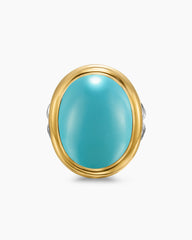 Albion® Oval Ring in Sterling Silver with 18K Yellow Gold and Turquoise, 21mm