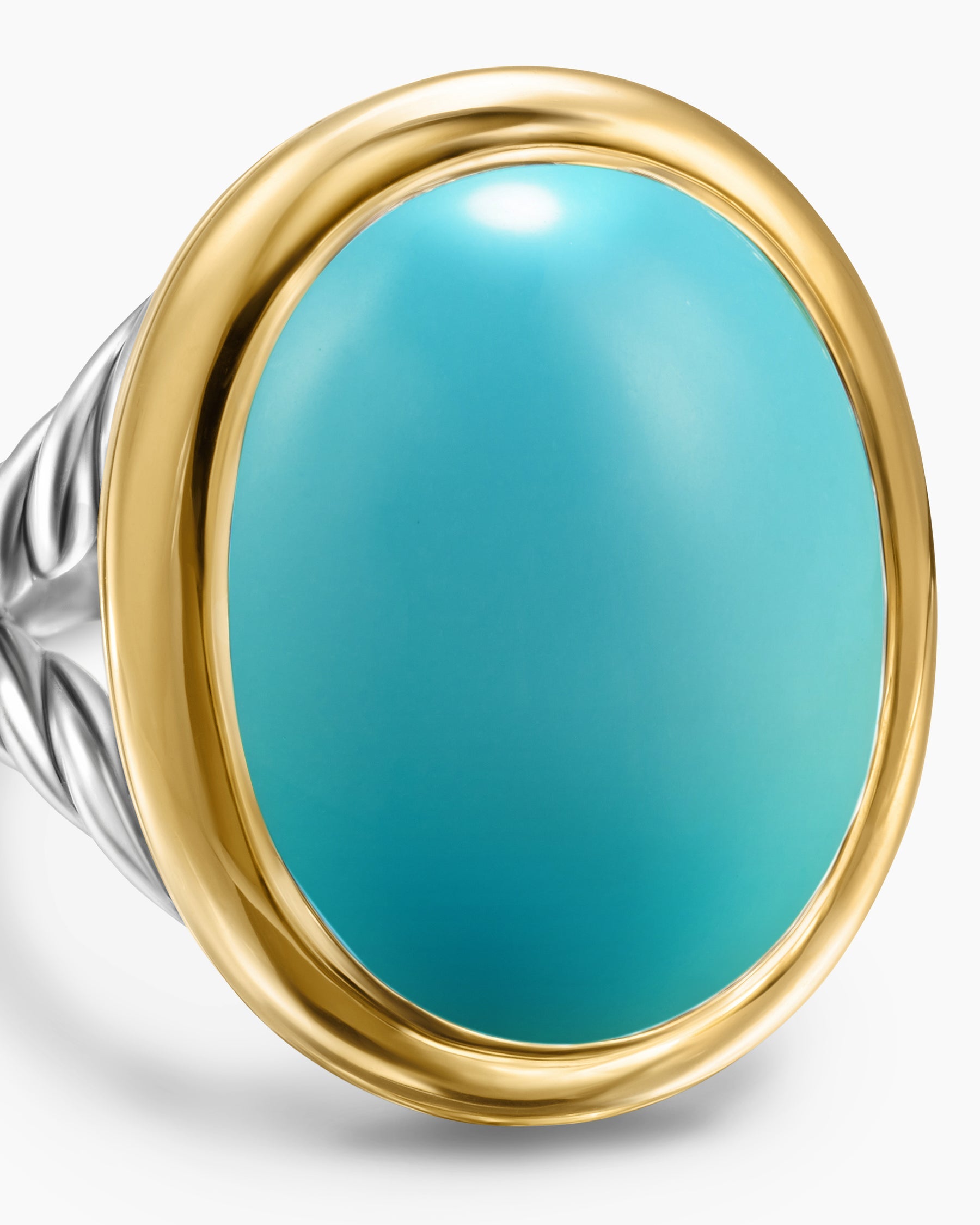 Albion® Oval Ring in Sterling Silver with 18K Yellow Gold and Turquoise, 21mm