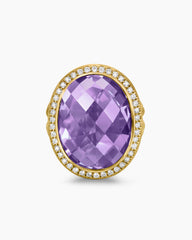 Albion® Oval Ring in 18K Yellow Gold with Amethyst and Diamonds, 21mm