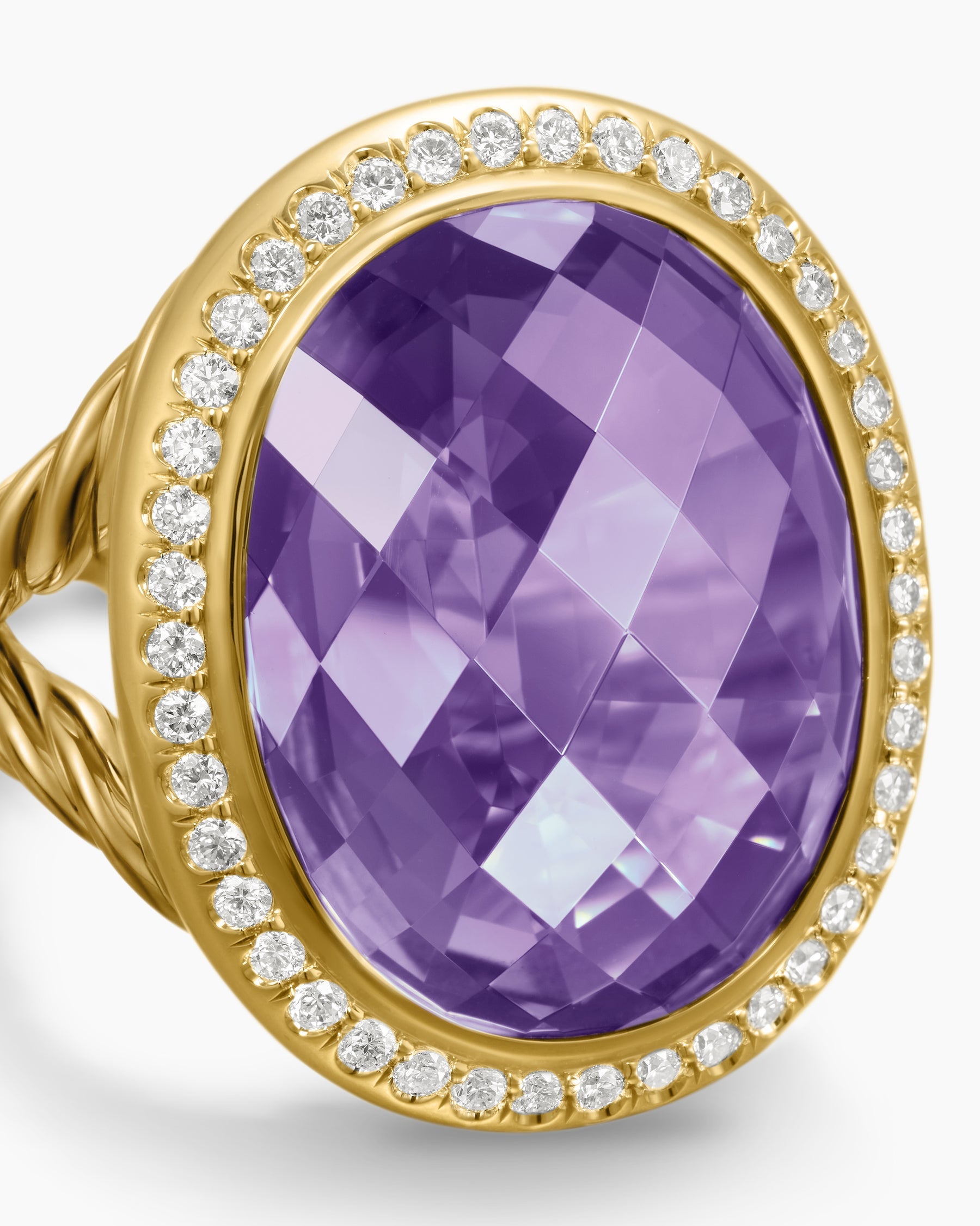 Albion® Oval Ring in 18K Yellow Gold with Amethyst and Diamonds, 21mm