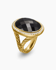 Albion® Oval Ring in 18K Yellow Gold with Black Onyx and Diamonds, 21mm