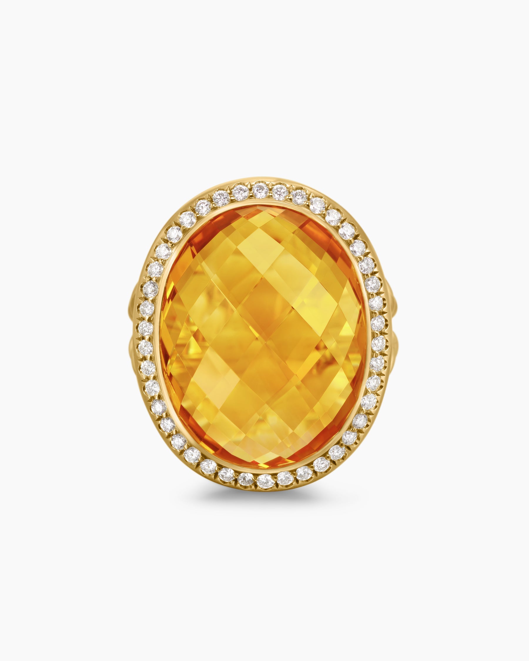 Albion® Oval Ring in 18K Yellow Gold with Citrine and Diamonds, 21mm