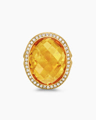 Albion® Oval Ring in 18K Yellow Gold with Citrine and Diamonds, 21mm