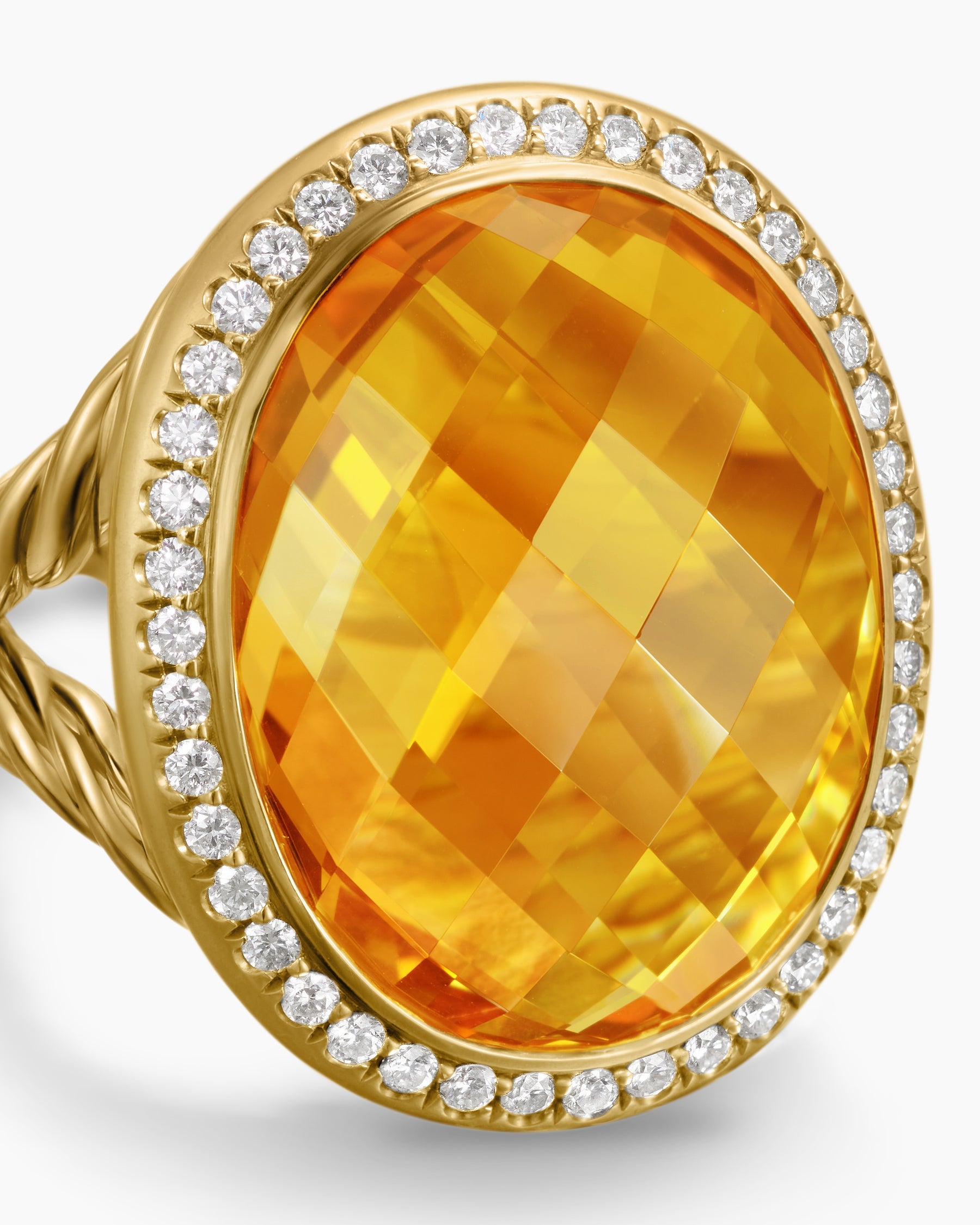 Albion® Oval Ring in 18K Yellow Gold with Citrine and Diamonds, 21mm