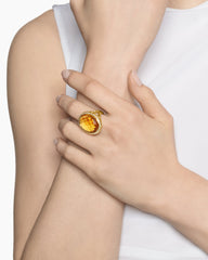 Albion® Oval Ring in 18K Yellow Gold with Citrine and Diamonds, 21mm