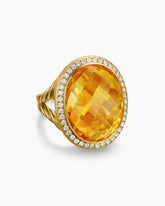 Albion® Oval Ring in 18K Yellow Gold with Citrine and Diamonds, 21mm