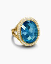 Albion® Oval Ring in 18K Yellow Gold with Hampton Blue Topaz and Diamonds, 21mm