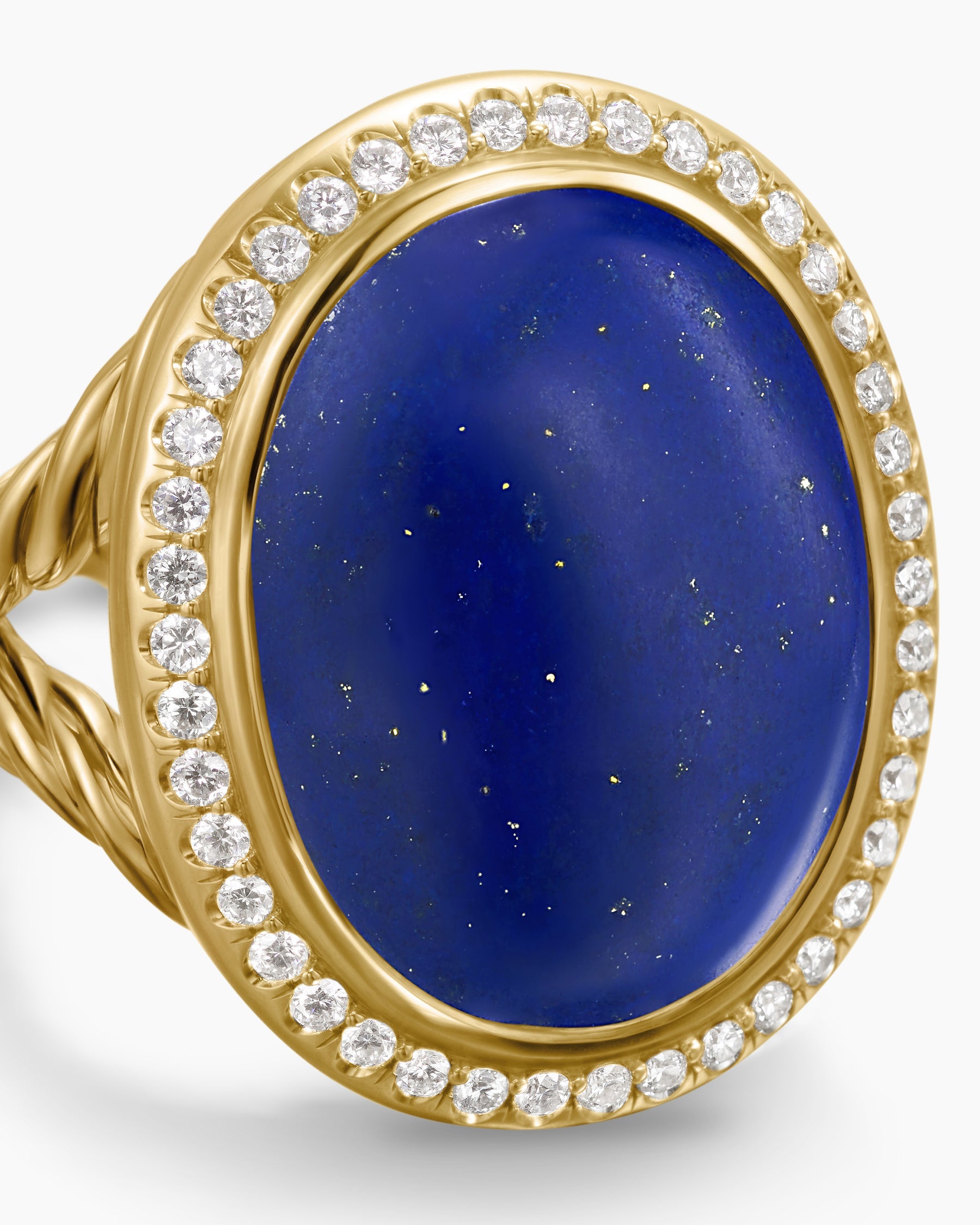 Albion® Oval Ring in 18K Yellow Gold with Lapis Lazuli and Diamonds, 21mm