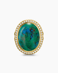 Albion® Oval Ring in 18K Yellow Gold with Chrysocolla and Diamonds, 21mm