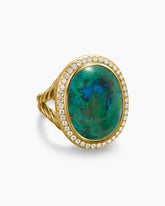 Albion® Oval Ring in 18K Yellow Gold with Chrysocolla and Diamonds, 21mm