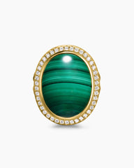 Albion® Oval Ring in 18K Yellow Gold with Malachite and Diamonds, 21mm