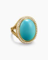Albion® Oval Ring in 18K Yellow Gold with Turquoise and Diamonds, 21mm