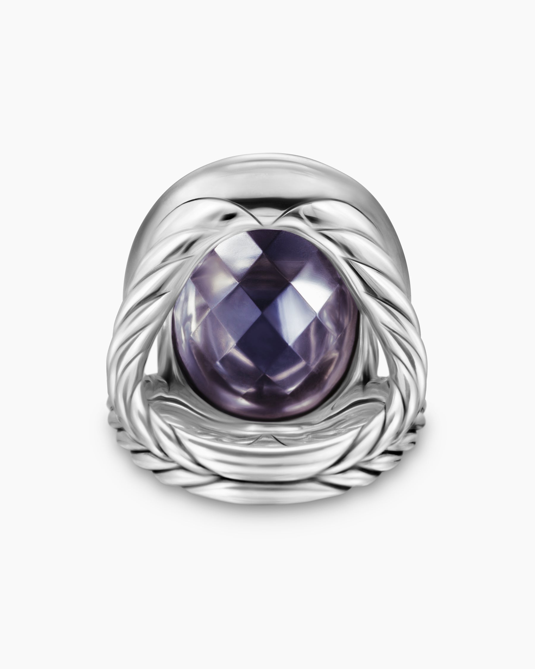 Albion® Oval Ring in Sterling Silver with Black Orchid and Diamonds, 21mm