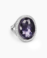 Albion® Oval Ring in Sterling Silver with Black Orchid and Diamonds, 21mm