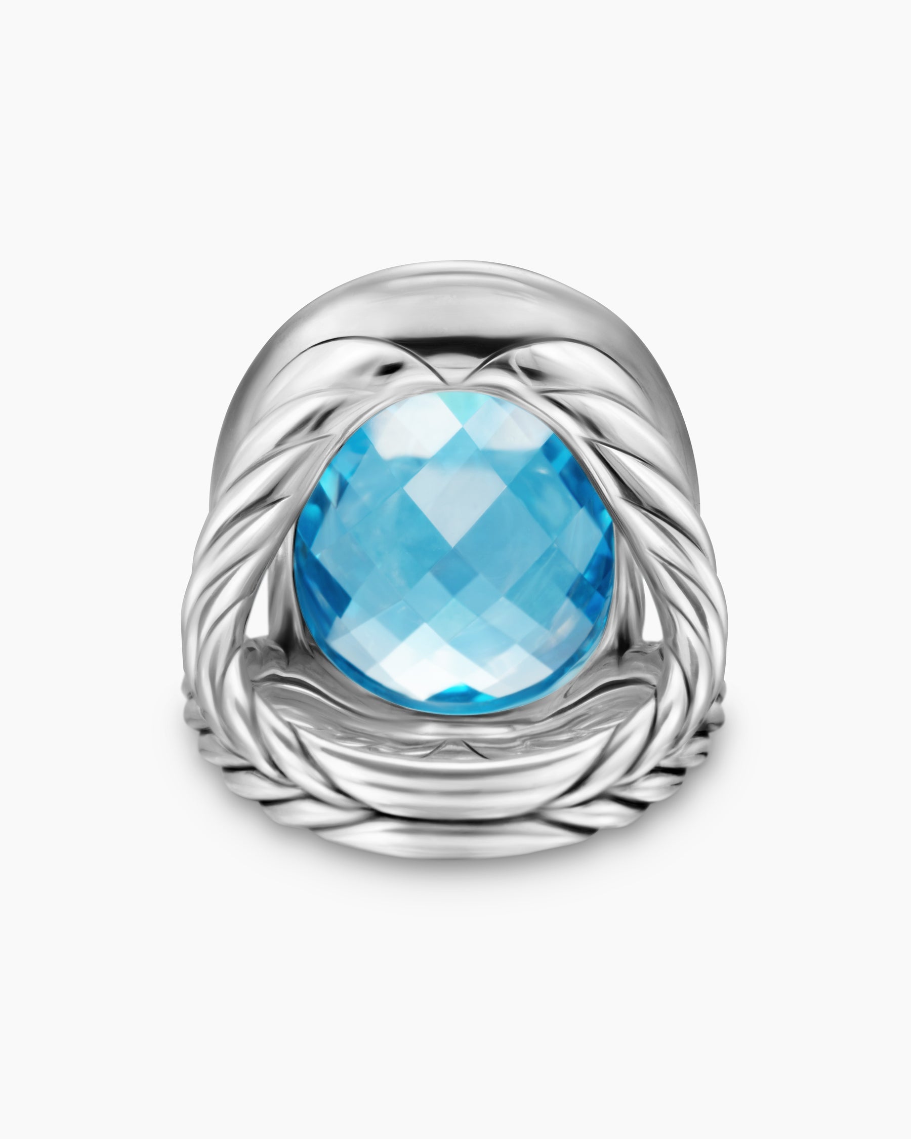 Albion® Oval Ring in Sterling Silver with Blue Topaz and Diamonds, 21mm