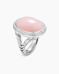 Albion® Oval Ring in Sterling Silver with Pink Opal and Diamonds, 21mm