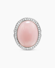 Albion® Oval Ring in Sterling Silver with Pink Opal and Diamonds, 21mm