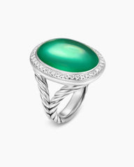 Albion® Oval Ring in Sterling Silver with Lagoon Orchid and Diamonds, 21mm