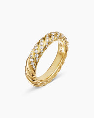 Sculpted Cable Band Ring in 18K Yellow Gold with Diamonds, 4.6mm