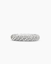 Sculpted Cable Band Ring in 18K White Gold with Diamonds, 4.6mm