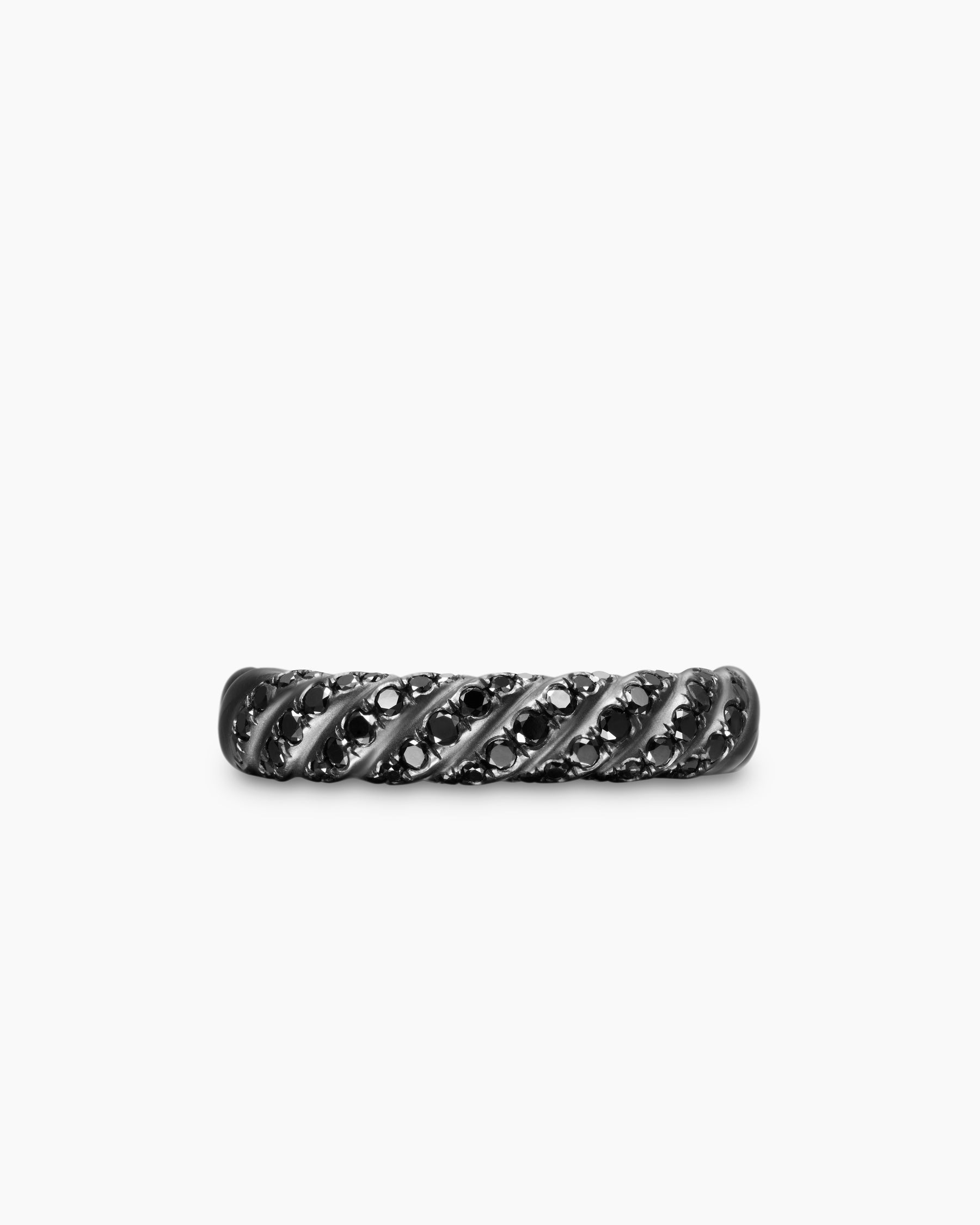 Sculpted Cable Band Ring in Black Titanium with Black Diamonds, 4.5mm