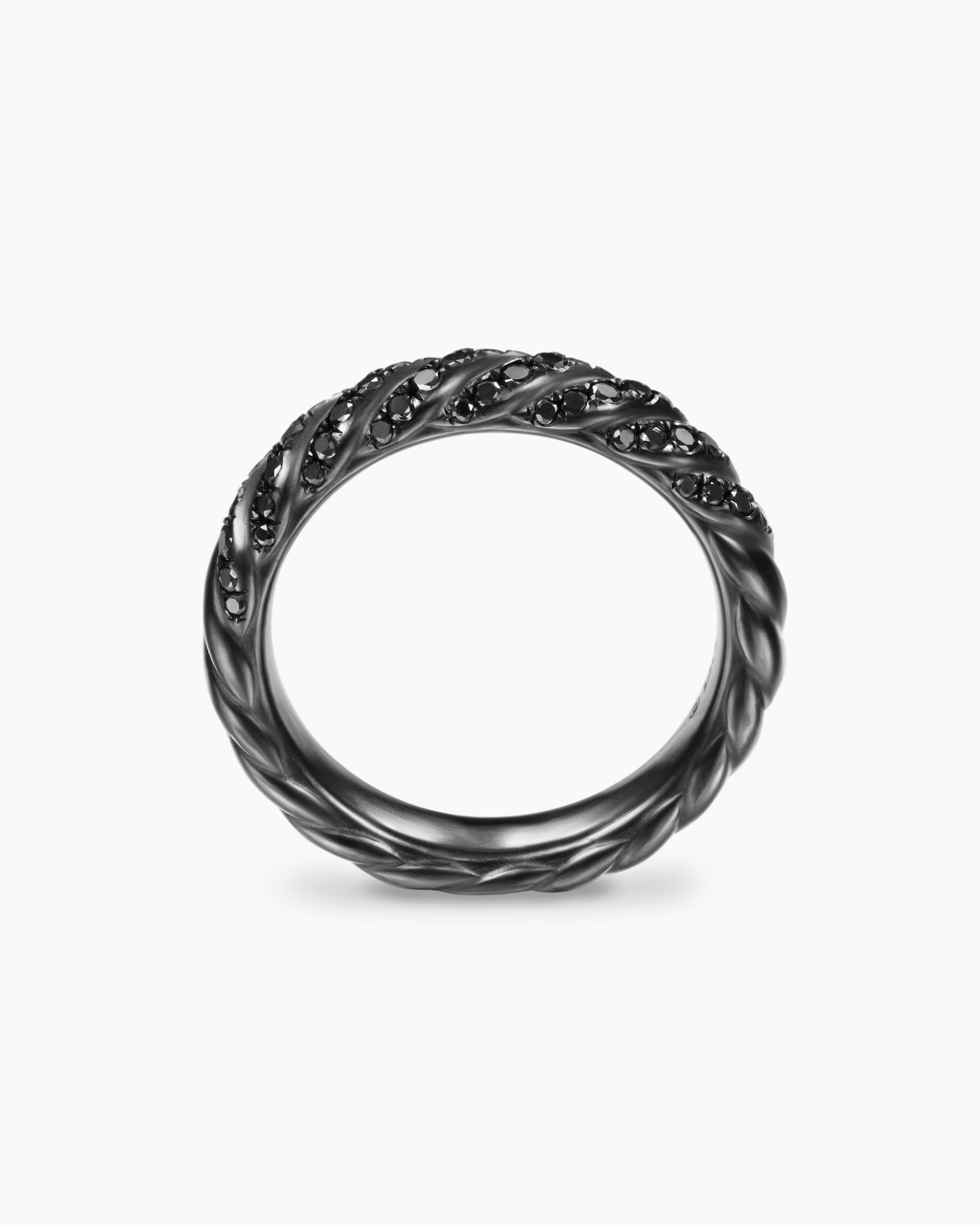 Sculpted Cable Band Ring in Black Titanium with Black Diamonds, 4.5mm
