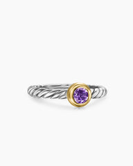 Petite Cable Ring in Sterling Silver with 14K Yellow Gold and Amethyst, 2.8mm