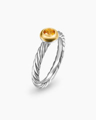 Petite Cable Ring in Sterling Silver with 14K Yellow Gold and Citrine, 2.8mm