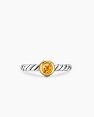 Petite Cable Ring in Sterling Silver with 14K Yellow Gold and Citrine, 2.8mm