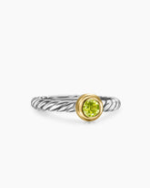 Petite Cable Ring in Sterling Silver with 14K Yellow Gold and Peridot, 2.8mm